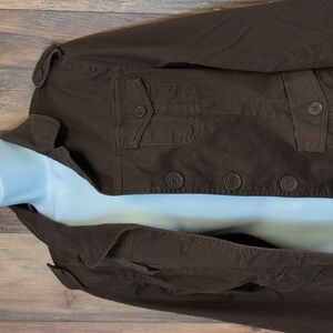 Star Jeans Brown Button Up Denim Style Utility Jacket L               R239